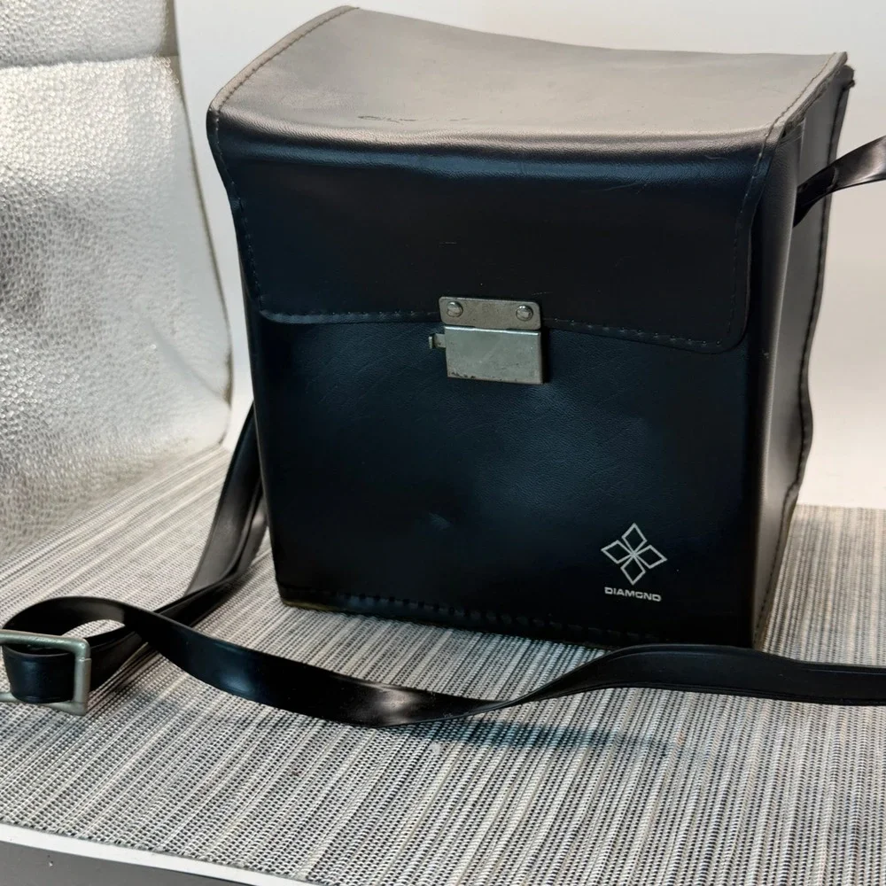 Diamond Vintage Camera Bag Black Faux Leather Case for Polaroid Land Camera